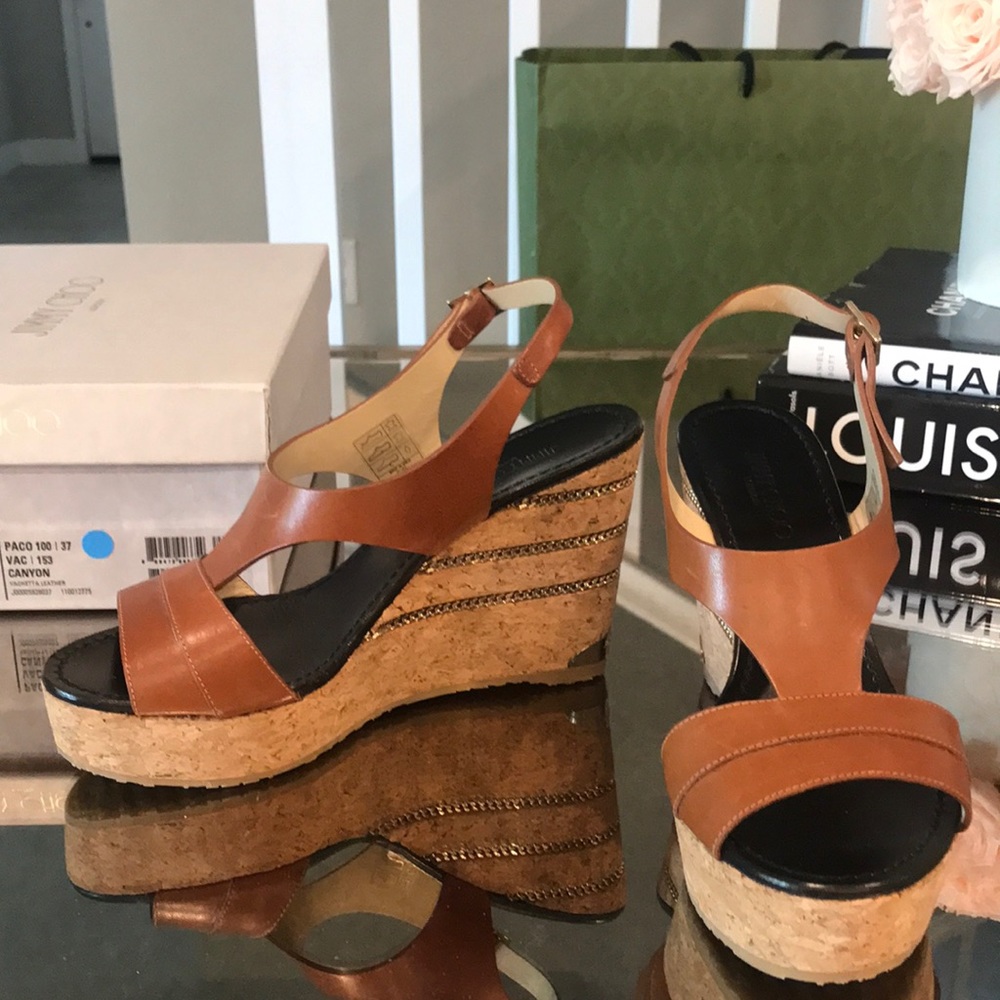Jimmy Choo size 37 Brown Wedge Sandals